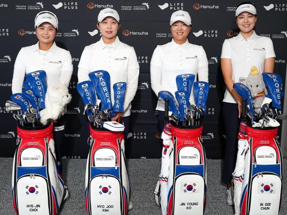 대한민국 대표팀 선수들. 본 대회 전 기자회견에서 포즈를 취하고 있다. ⓒLPGA