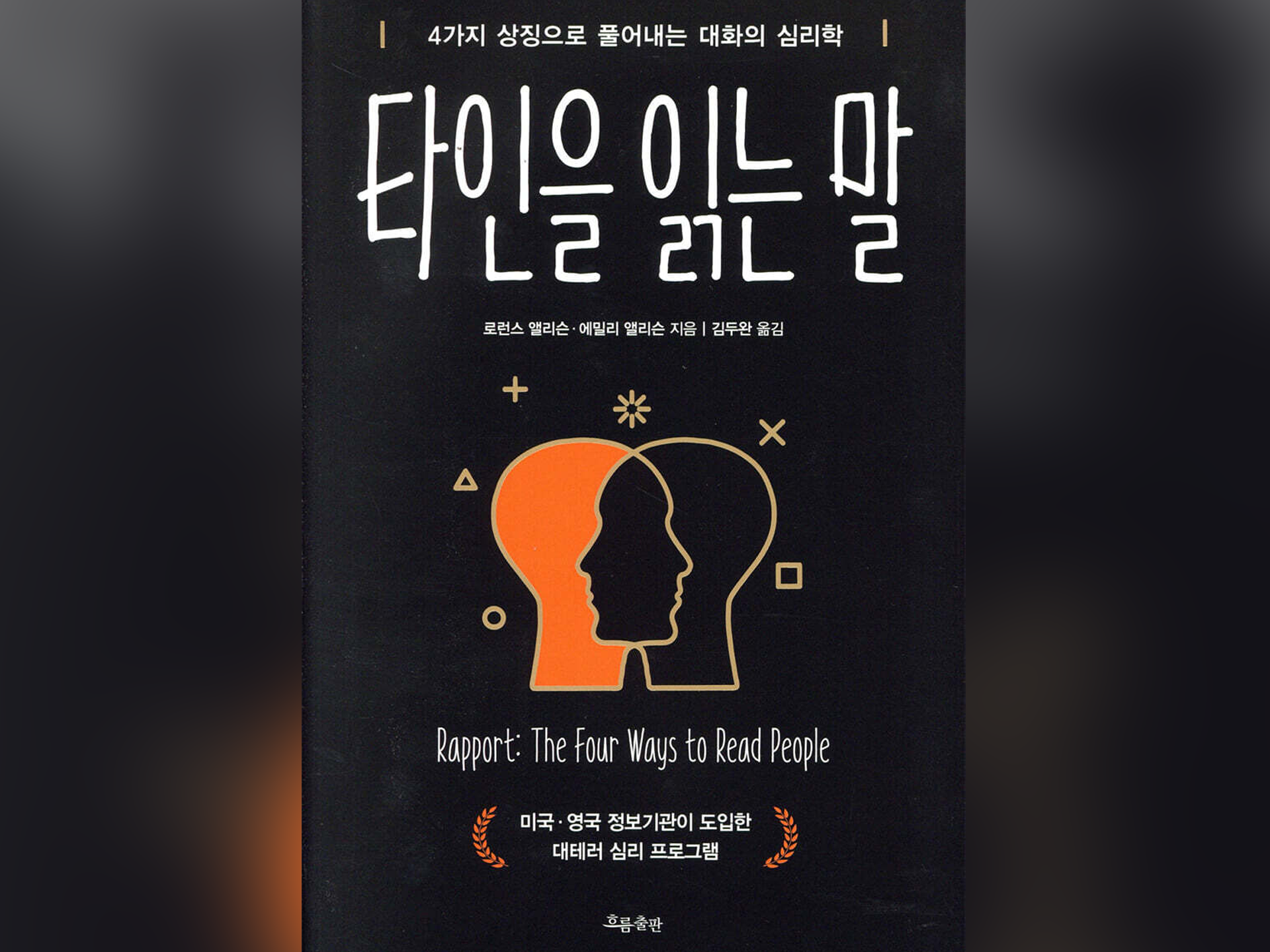 국내에서 2021년 출판된 『타인을 읽는 말』. 범죄 심리학자 로런스 앨리슨과 행동 자문 심리학자 에밀리 앨리슨 부부가 20년 넘게 연구한 ‘라포르 대화 전략’을 담은 책이다. ©흐름출판